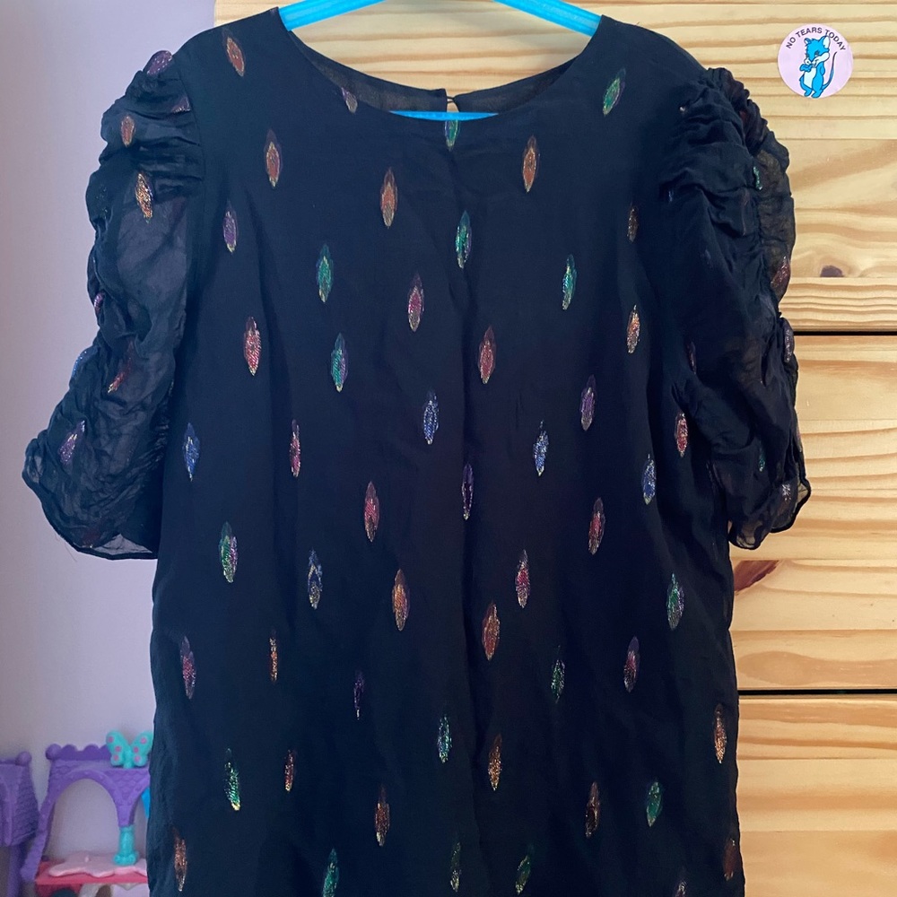 Paris Atelier black blouse with sparkly accents size US4